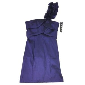 SNAP Dress Ruffle One Shoulder Asymmetrical Short Mardi Gras Krewe Ball 11 NWT